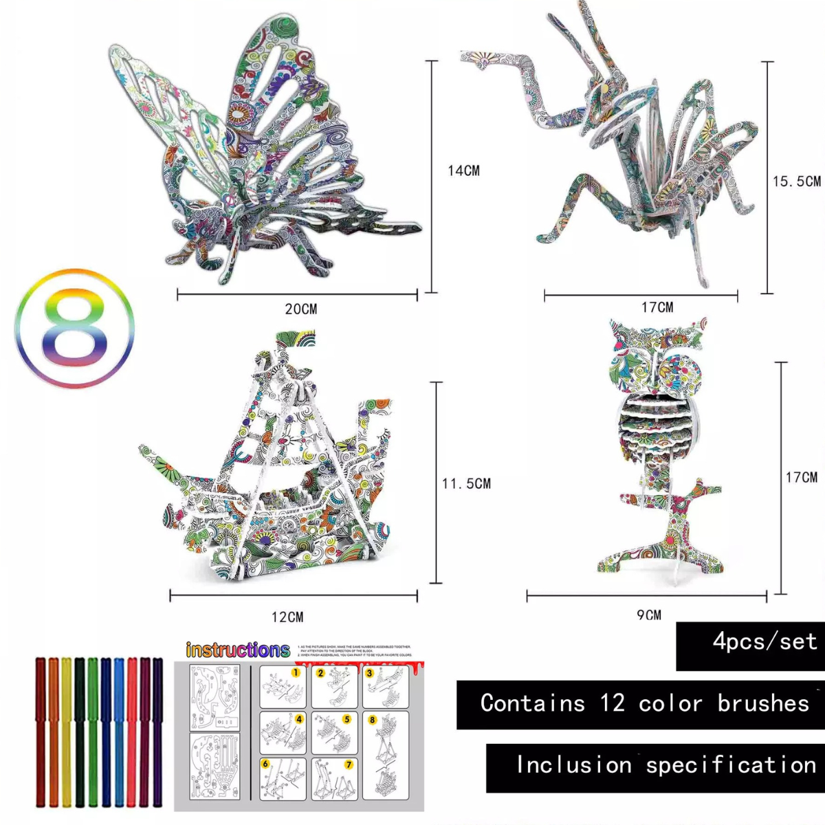 3D Color Puzzle™ - Väritä oma rakennelmasi - 3D-väripalapeli